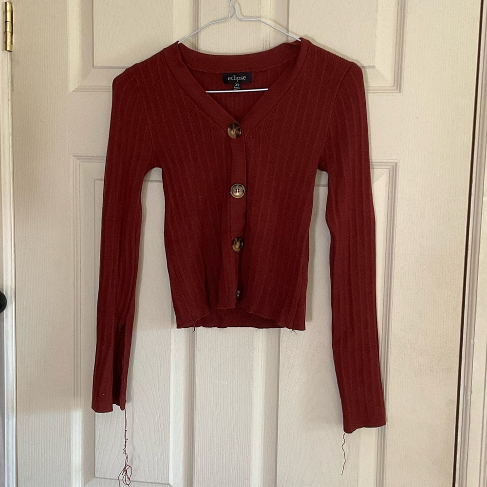 Ribbed V-Neck Cardigan Top